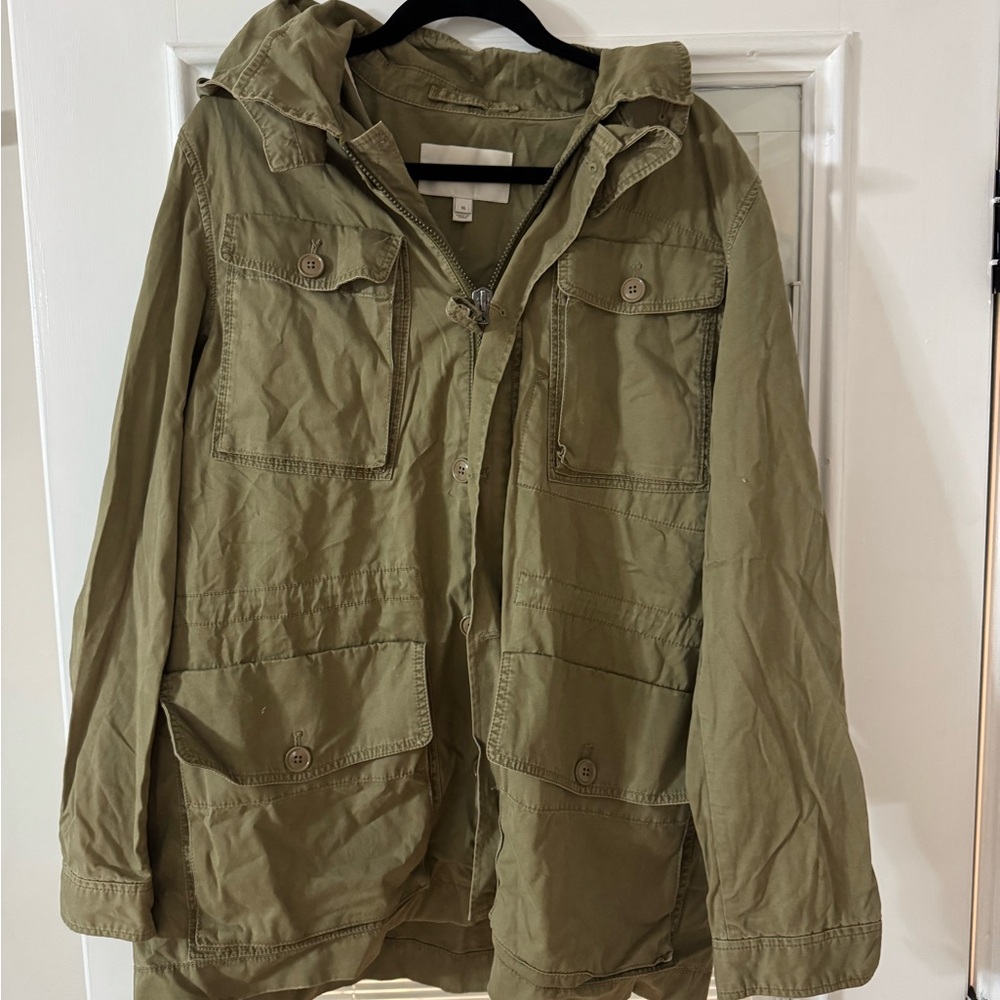 J. Crew Hooded Olive Utility Jacket